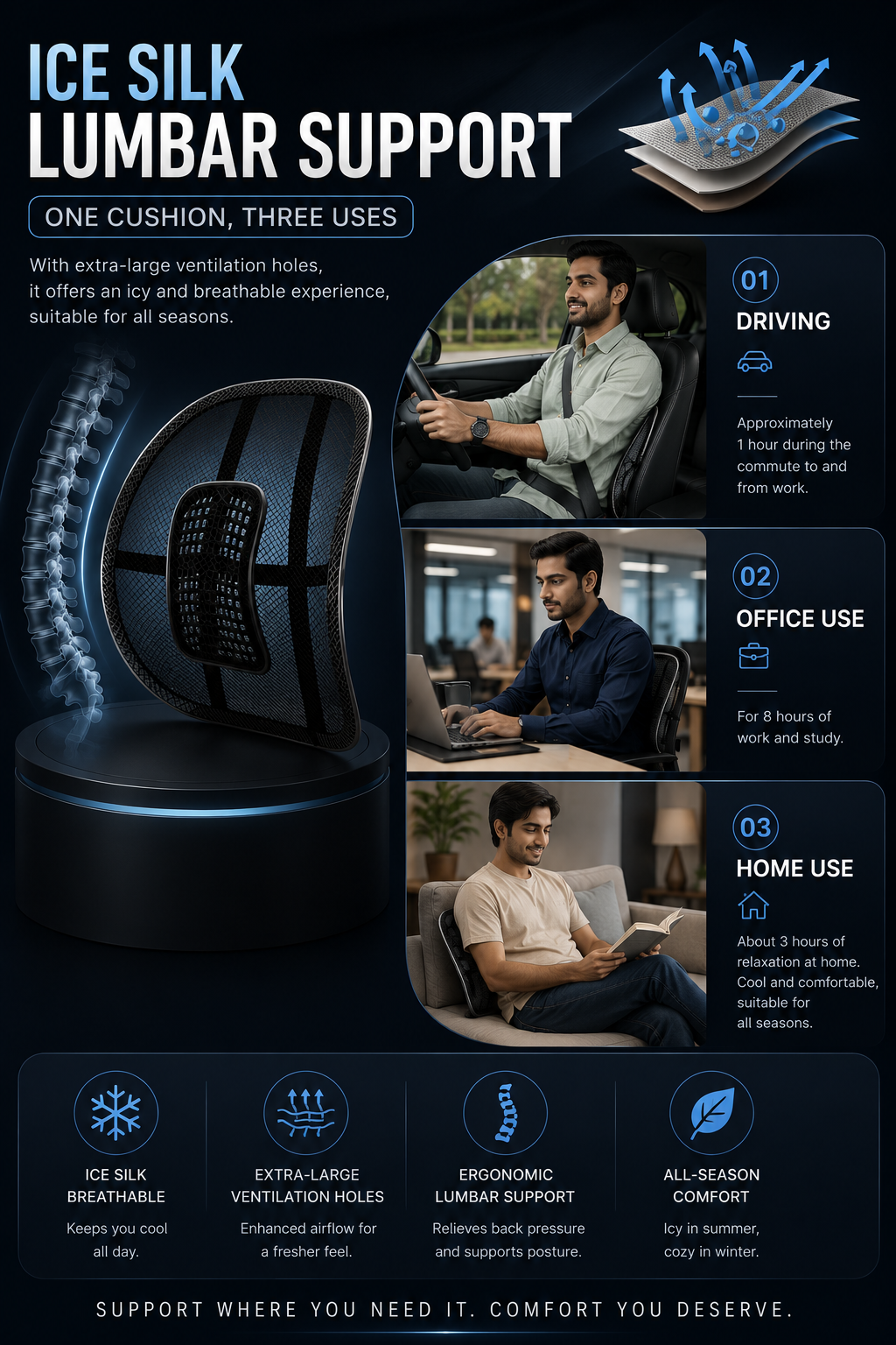 BackEase™ Pro || Cooling Lumbar Support Pillow