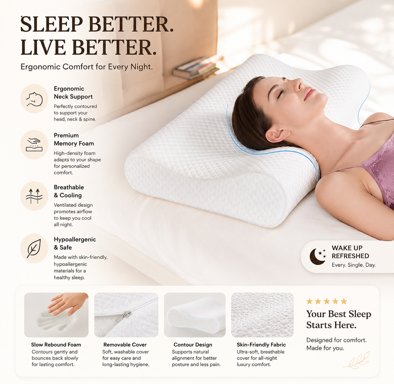 CloudRest™ || Orthopedic Memory Foam Pillow