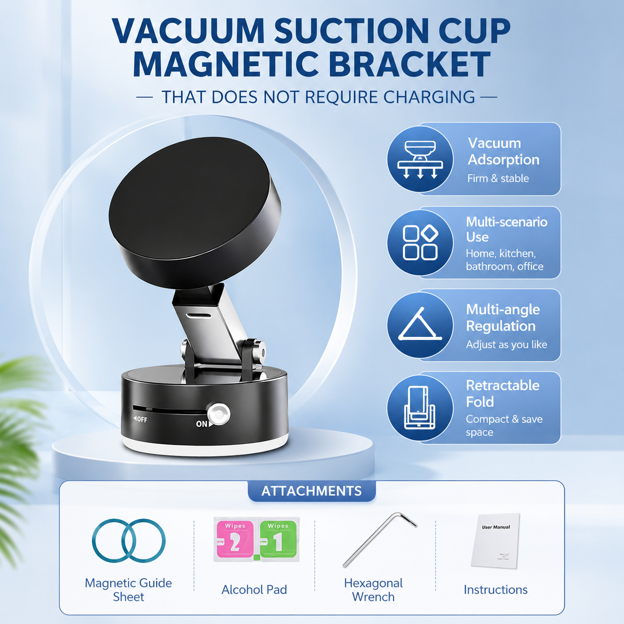 VacuGrip™ 360 || 360° Magnetic Vacuum Phone Mount
